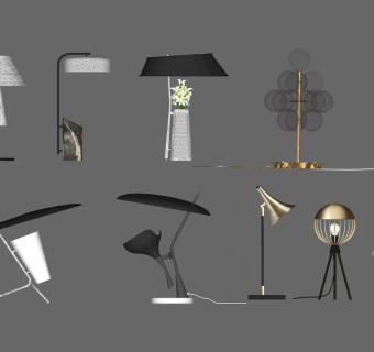 现代精美台灯 装饰多头台灯组合su草图模型下载