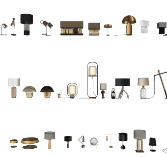 现代金属台灯 床头灯 落地灯  su草图模型下载