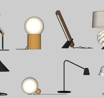 现代简约创意台灯 现代台灯 创意灯具 金属台灯su草图模型下载