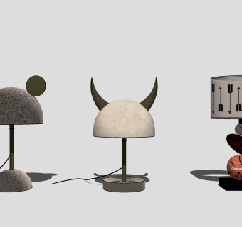 现代创意装饰儿童房儿童台灯组合 装饰台灯su草图模型下载