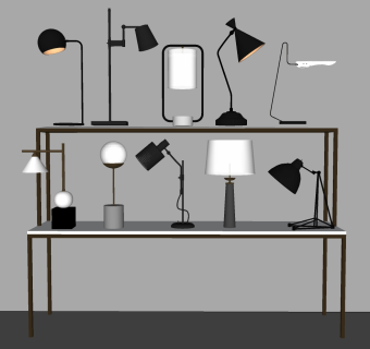 现代新中式北欧金属简约台灯 装饰台灯 su草图模型下载