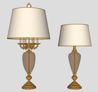 欧式玻璃台灯 金属装饰台灯组合su草图模型下载