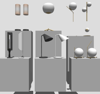 北欧现代简约小台灯 壁灯 装饰台灯组合su草图模型下载