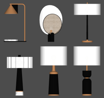 现代金属台灯 装饰台灯组合su草图模型下载