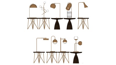 简约金属台灯 装饰台灯 多头吊灯 落地灯su草图模型下载