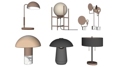 北欧现代简约金属台灯 装饰灯组合su草图模型下载