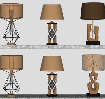 现代简约金属台灯 床头灯  su草图模型下载