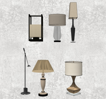 新中式台灯 装饰台灯 小台灯 落地灯组合su草图模型下载