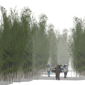 现代室外竹子 竹林植物 su草图模型下载