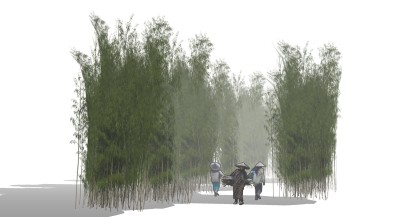 现代室外竹子 竹林植物 su草图模型下载