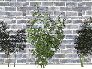 新中式竹子，su草图模型下载