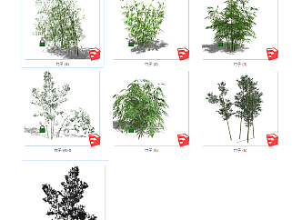 现代<em>竹子</em>植物<em>su</em>草图模型下载