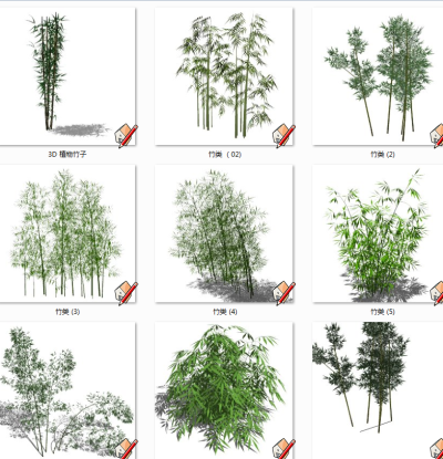 现代竹子植物su草图模型下载