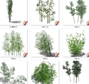 现代竹子植物su草图模型下载