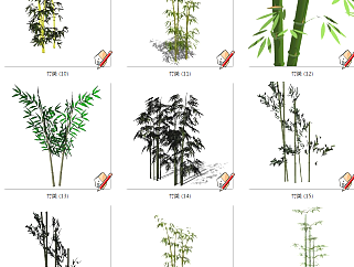 现代<em>竹子</em>植物<em>su</em>草图模型下载