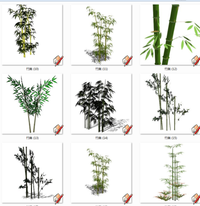 现代竹子植物su草图模型下载