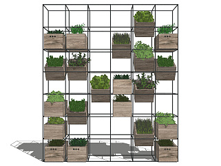 装饰植物盆栽 绿植金属花架子花槽su草图模型下载