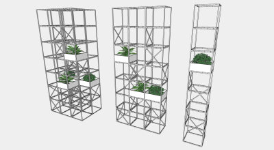 装饰植物盆栽 绿植金属花架子花槽su草图模型下载