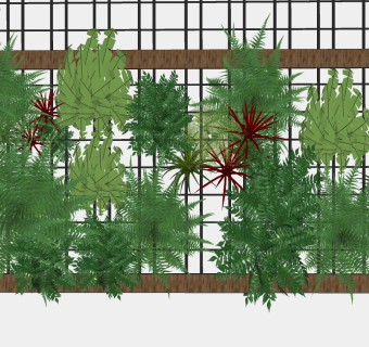 现代绿植 植物墙 装饰植物 su草图模型下载