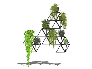现代金属架子 装饰墙饰植物架子  su草图模型下载