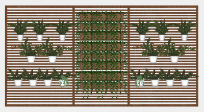 现代原木植物架子 装饰植物架子 盆栽 阳台植物 su草图模型下载