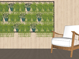 植物架子 装饰植物架子 盆栽  绿植 原木休闲椅子su草图模型下载