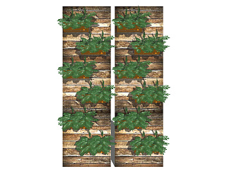 原木植物架子 花槽装饰植物架子  绿植。植物绿植墙su草图模型下载