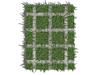 装饰植物 绿植墙 金属植物架子组合 su草图模型下载