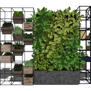 盆栽装饰植物金属花架子组合 su草图模型下载