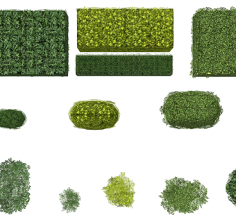 装饰植物 绿植墙 灌木 草花组合su草图模型下载