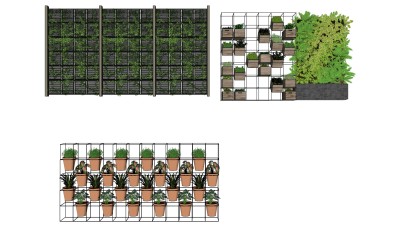 绿植墙组合 金属植物架 su草图模型下载