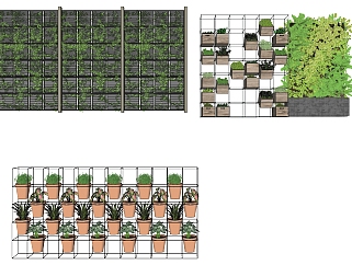 绿植墙组合 金属植物架 su草图模型下载