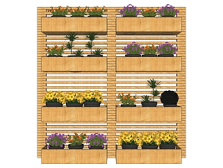 原木装饰植物架子，花槽，<em>花架阳台</em>植物su草图模型下载