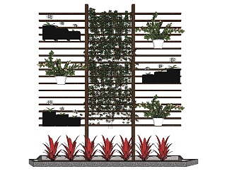 装饰<em>植物</em> <em>绿植墙</em>，阳台植物su草图模型下载