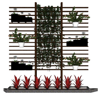 装饰植物 绿植墙，阳台植物su草图模型下载