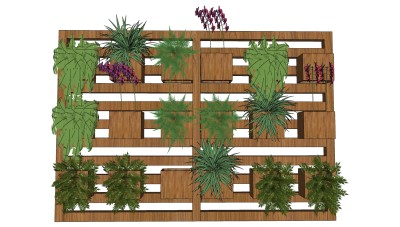 绿植墙 原木植物架子 su草图模型下载