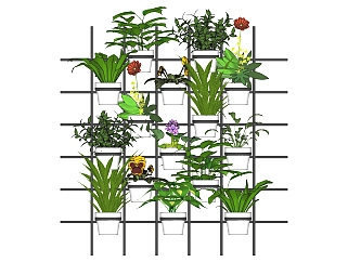 绿植墙 金属植物架子组合 su草图模型下载