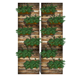 装饰植物 绿植墙 原木架子 组合  su草图模型下载