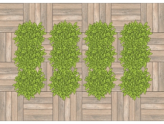 装饰植物 绿植墙 原木架子 组合  su草图模型下载