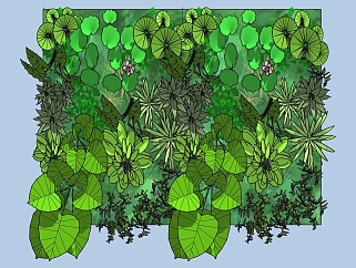 装饰植物 绿植墙 组合   su草图模型下载