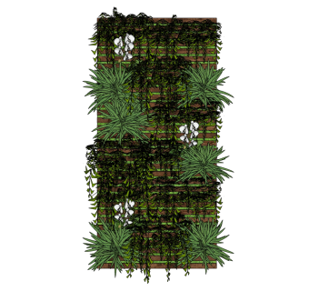 绿植墙  木质植物架子组合su草图模型下载