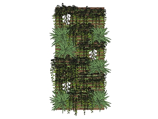 绿植墙  木质植物架子组合su草图模型下载
