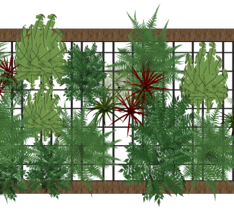 装饰植物 绿植墙 原木架子  su草图模型下载