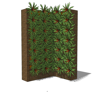 装饰植物 绿植墙 原木植物架子 su草图模型下载