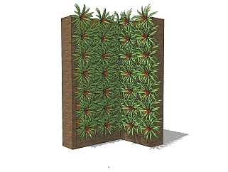 装饰植物 绿植墙 原木植物架子 su草图模型下载