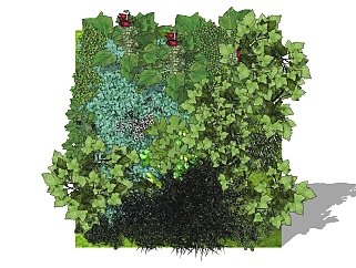植物，绿植墙su草图模型下载