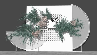 绿植 植物 装饰植物 绿植墙 ，美陈su草图模型下载