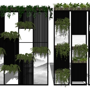 绿植墙 绿植屏风 绿植隔断su草图模型下载