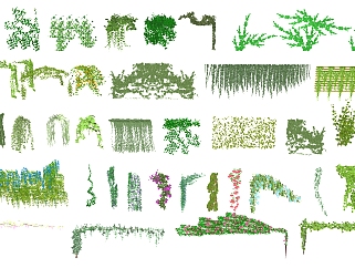 绿植墙 藤本植物 <em>垂直</em>绿化 藤条，藤蔓su草图模型下载