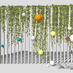 装饰植物 绿植墙  金属植物架 su草图模型下载